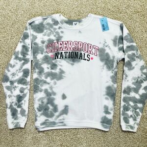 Varsity Tie-Dye Crewneck Sweater - Gray and White